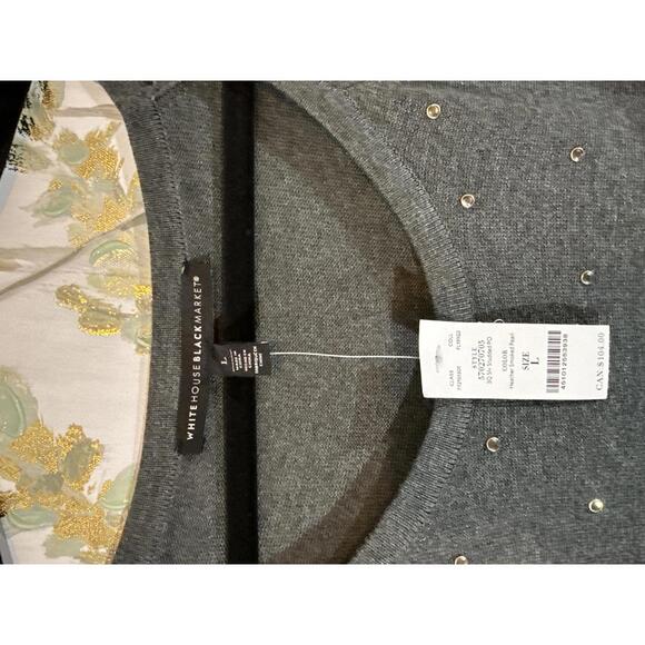 White House Black Market Heather Studded  Sweater - Size L - Picture 2 of 9